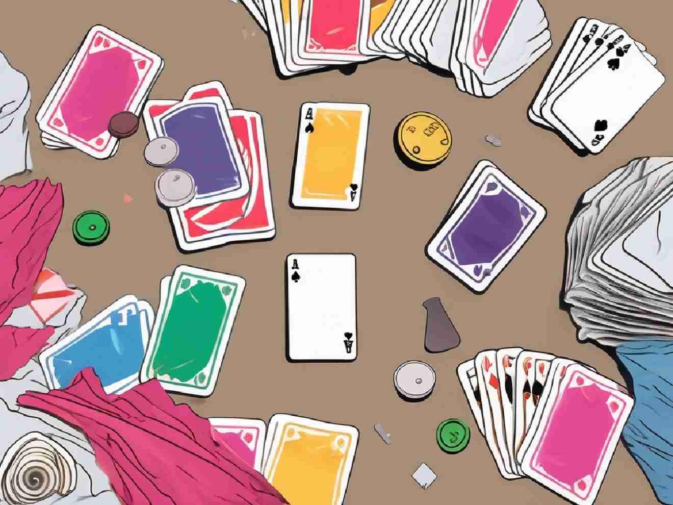 A hand placing a card in the Trash card game setup.