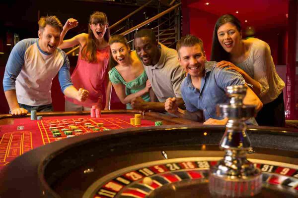 Casino Table with Blackjack Cards and Chips