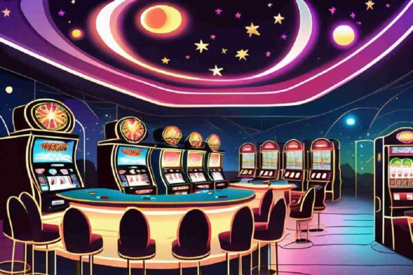 Vibrant slot machine display at Moonspin Casino