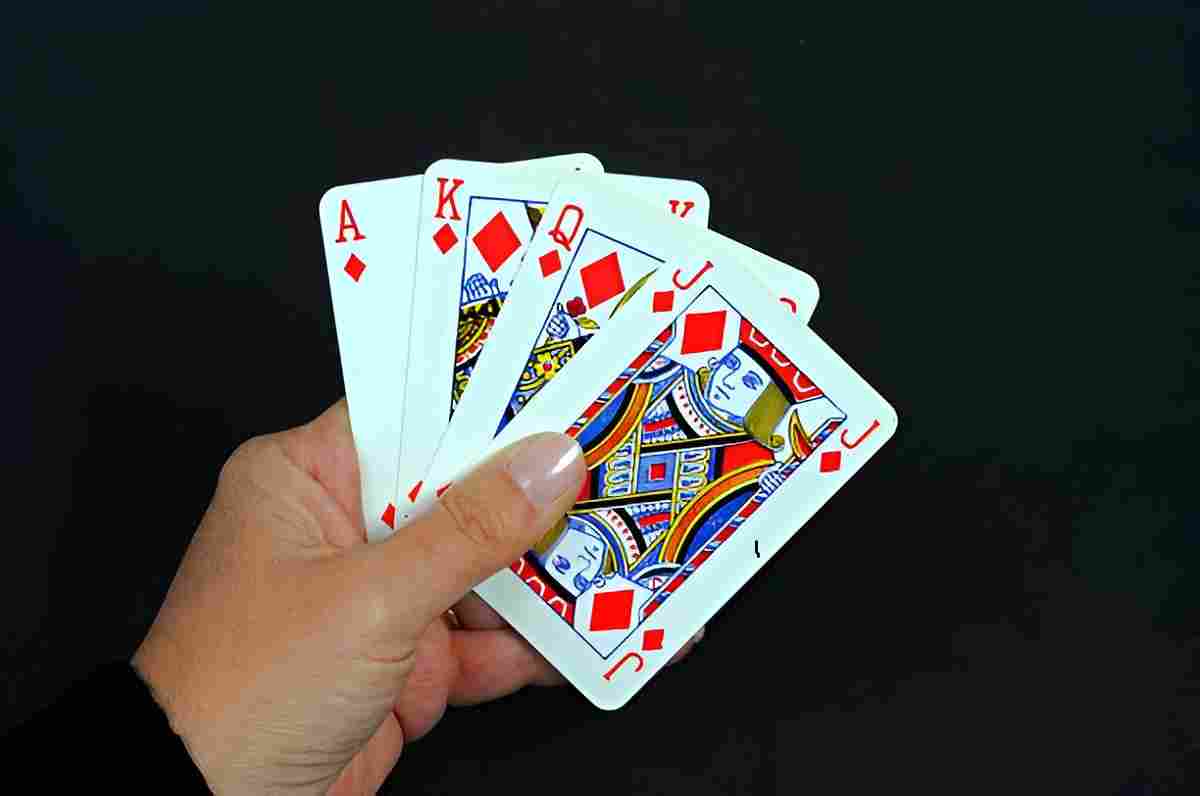 Player holding a winning poker hand