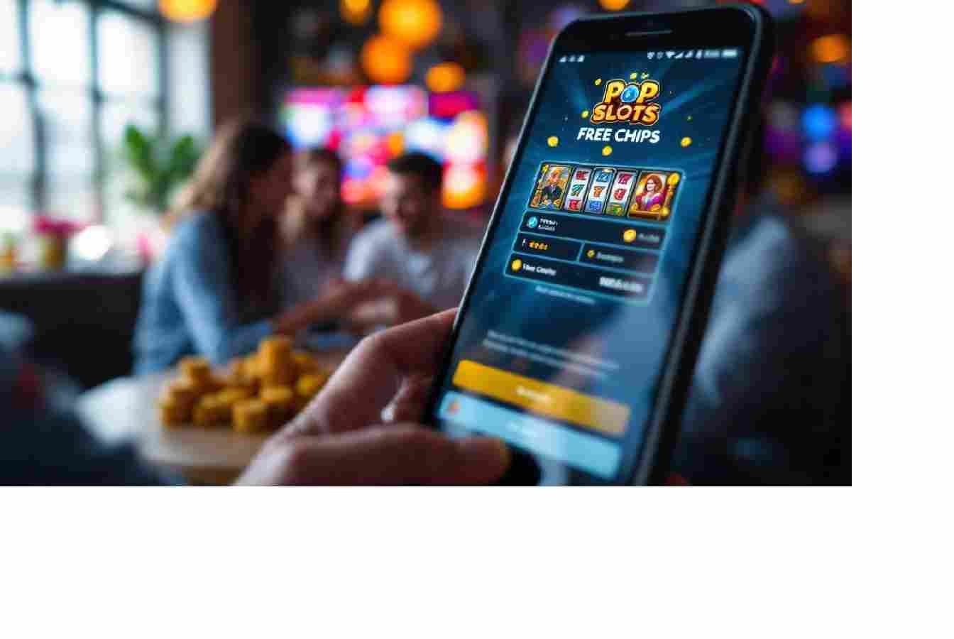 Player claiming Pop Slots Free Chips on a smartphone